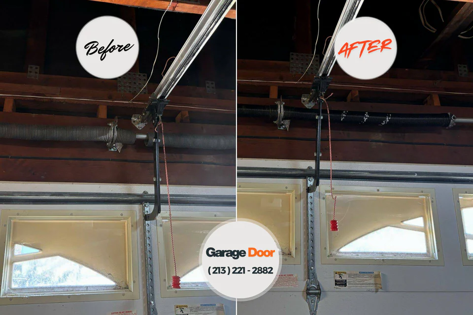 Before and after: garage door repair Sweet Home, OR